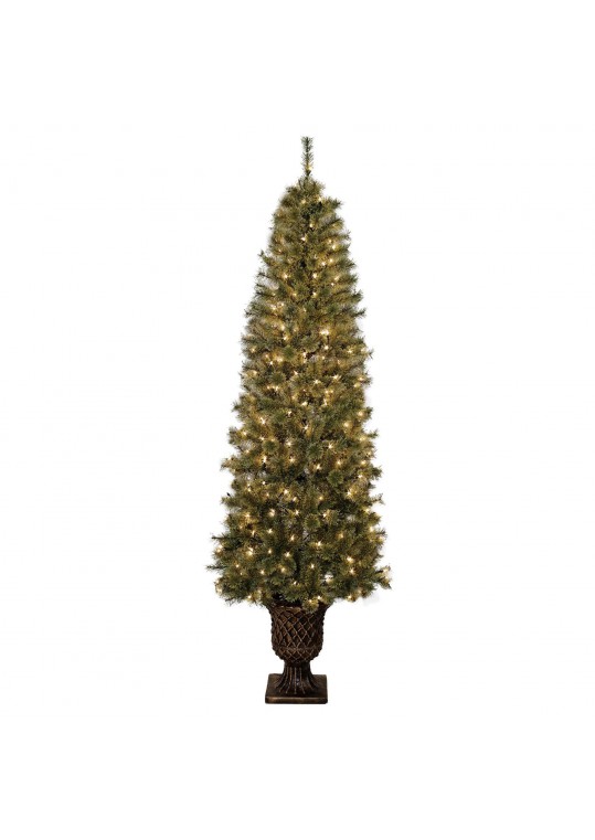 7 Feet. Pre-Lit Artificial Christmas Tree With Bronze MgO Urn Base